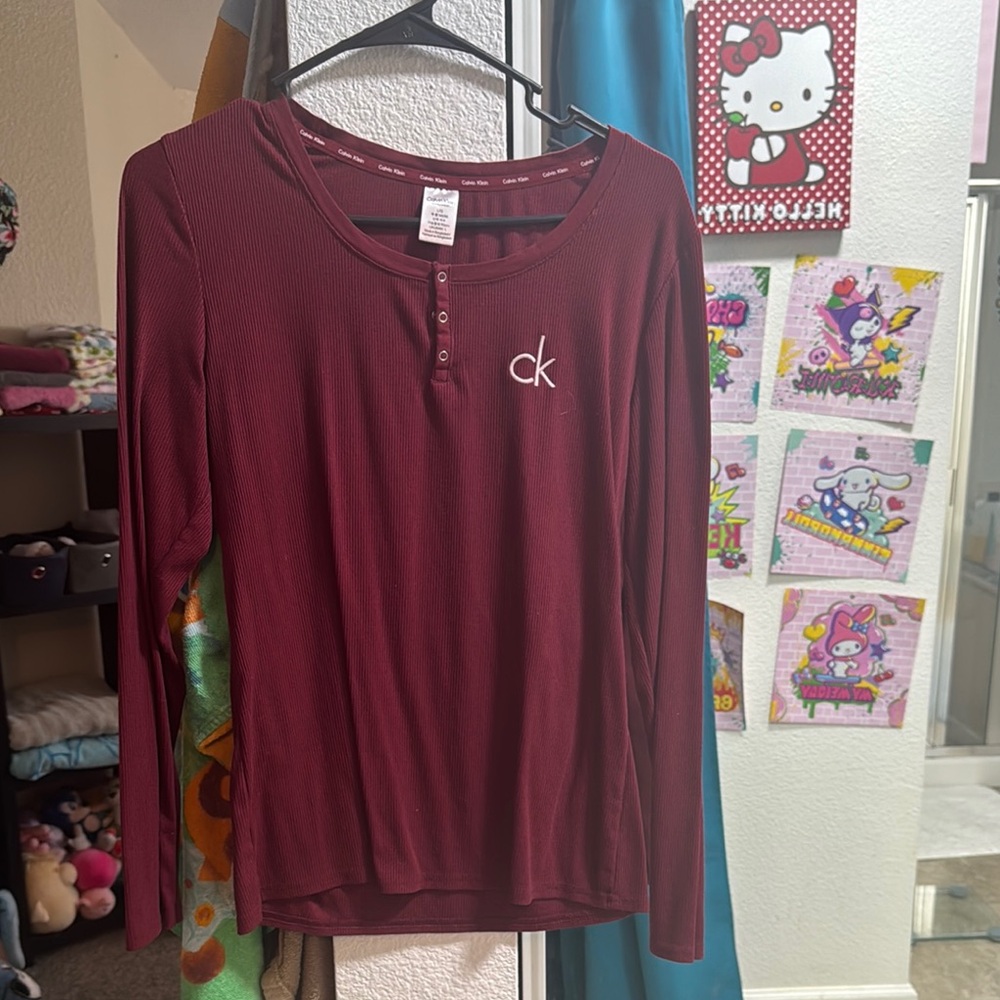 Calvin Klein Maroon Henley Top